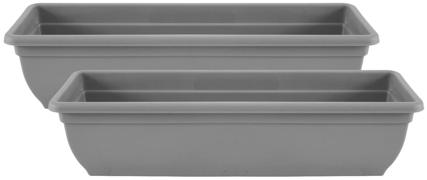 Muddy Hands Pack of 2-60cm Long Grey Trough Plant Pot Plastic Planter Outdoor Garden Window Herb Flower Box