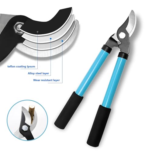 HAISHANG Bypass Loppers, 38cm Branch Lopper with Hardened Steel Blade and Non-Stick Coating, Effortless Garden Tree Trimmer, High-Capacity Tree and Branch Cutter for Efficient Gardening