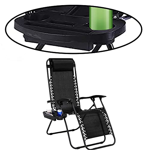 Aspect Zero Gravity Chair, Outdoor Garden Sunloungers, Sturdy Textoline, Reclining Garden Chairs with Cup Holder and Pillow Headrest - Black