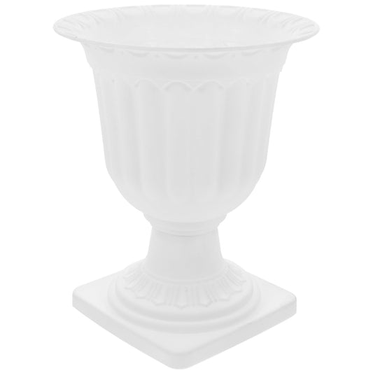 Amosfun 1pc Urn Planter Plastic Flower Arrangement White Urn-Shaped Flower Vase Small Flower Pot Succulent Pot for Wedding Garden Decoration (17cm)