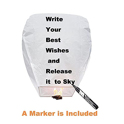 SJOAUET 6 Pack Chinese Sky Lanterns, Latest Portable packaging, Biodegradable Eco-Friendly Chinese Paper Lanterns to Release in memory Wish for New Year, Weekends, Holidays and Festivals