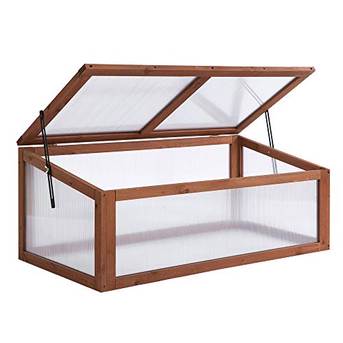 Outsunny Wooden Cold Frame with Polycarbonate Lid