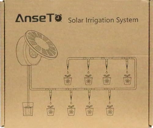 AnseTo Solar Irrigation System, 2024 Newest Flip Cover Irrigation System Kit Solar Drip Irrigation System with 9 Watering Programs and 10M Hose for Gardens,Courtyards,Balconies,Greenhouses ect