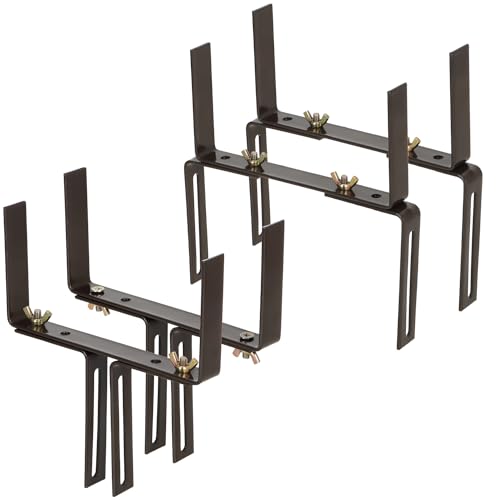 com-four® 4x flower box holders for balcony parapets and railings - flexible metal attachment for plant boxes - 2-way adjustable - no drilling (brown)