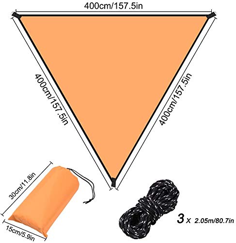 INHDBOX Triangle Sun Sail Shade Awning Canopy 4x4x4m, Waterproof Sunscreen Anti-UV Sun Sail with Free 3 * 2m Rope, Perfect for Outdoor Garden Patio Party