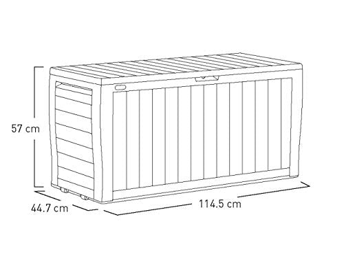 Keter Marvel- 270L Outdoor 65% recycled Garden Furniture Storage Box Graphite Wood Panel Effect | Fade Free | All Weather Resistant | Safe and Secure | Zero Maintenance | 2 year Warranty