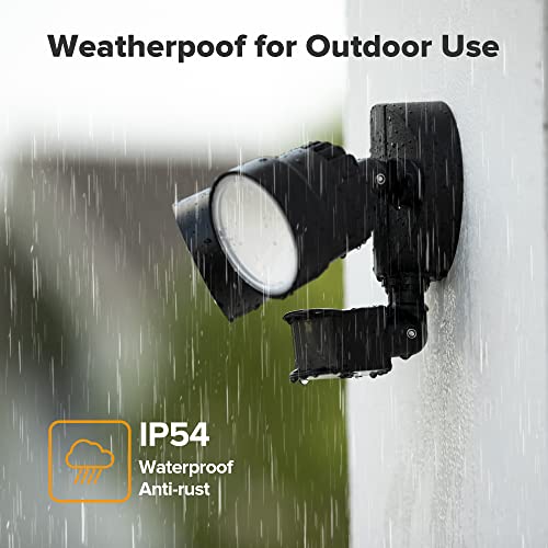 LUTEC Security Light Outside Lights with Sensor Outdoor Wall Lights Integrated Twin Heads Flood Light, Exterior for Yard Black 5000K 1250LM