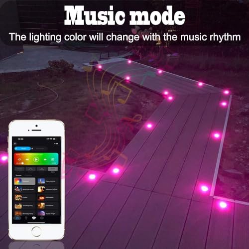 GEYUEYA Home LED Decking Lights RGB Ø45MM 12V 0.5W WiFi LED Decking Patio Lighting for Terrace Kitchen Outdoor Indoor Lamps with Remote Control - 6 Packs