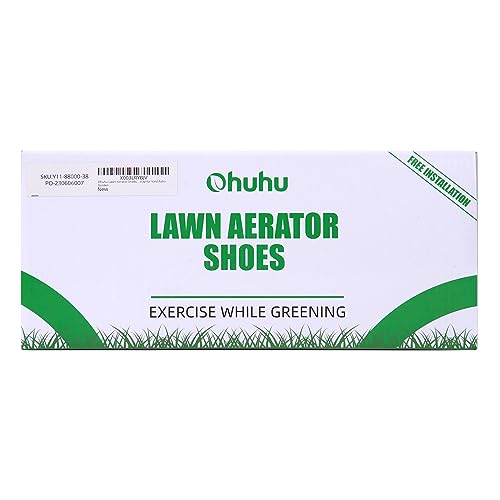 Ohuhu Lawn Aerator Shoes with Stainless Steel Shovel, Free-Installation Aerating Shoes with Hook & Loop Straps, Heavy Duty Spiked Aerating Sandals, Universal Size for Yard Patio Garden Grass Lawn