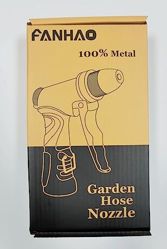 FANHAO Garden Hose Spray Gun with Adjustable Patterns, 100% Heavy Duty Metal Hose Pipe Spray Gun High Pressure Hose Nozzle for Lawn and Garden, Car & Pet Washing, Full Brass Nozzle - Non-Slip Grip
