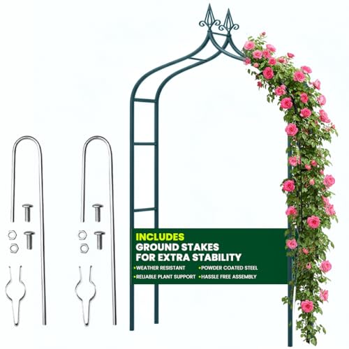 Metal Garden Arch with Ground Stakes 2.7M