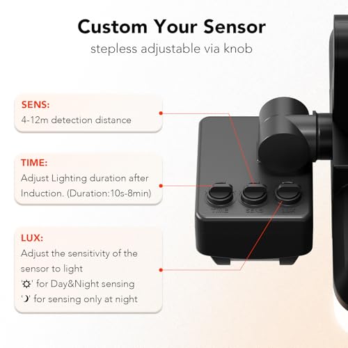 OREiN Security Lights Outdoor Motion Sensor, 24W Warm/Cool White Adjustable 2800 Lumen PIR Motion Sensor Floodlight, IP65 Waterproof, Outside Light Mains Powered for Garden, Patio, Backyard