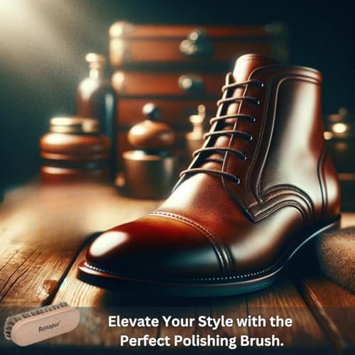 Renapur Premium Horsehair Brush - Super-Soft Bristles with Ergonomic Wooden Handle, Perfect for Polishing Leather & Cleaning Suede or Fabric Shoes/Boots.