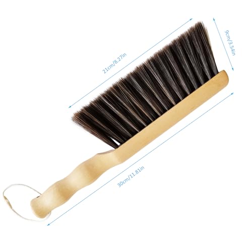 Dust Brush, 30cm Wooden Handle Soft Bristles Cleaning Brush for Bed, Sofa, Furniture, Clothes