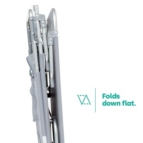 LIVIVO Foldable Sun Lounger with Adjustable Back and Leg Rests – Relax in Comfort and Style – Folding Lightweight Frame (Grey)