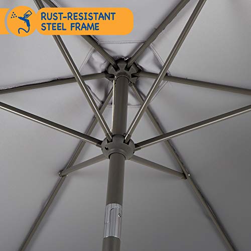 SUNMER 2.7M Grey Parasol Garden Umbrella Sun Shading | Water Repellent Polyester 180 g/m² (UV 30-)| Easy to Open and Close Crank Mechanism | Pole Width ø 38 mm (Excl. Base)