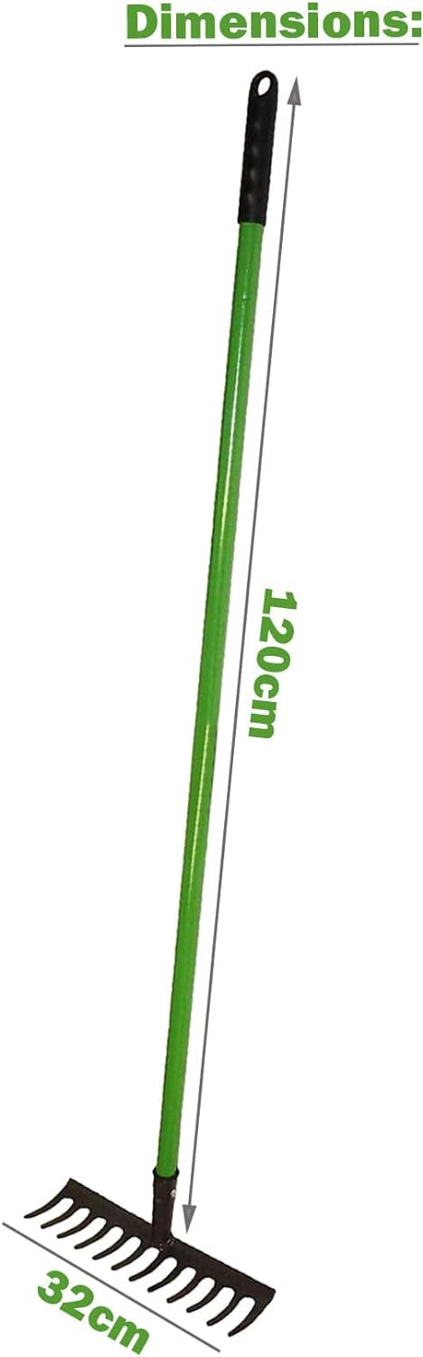 OptiProducts® 12 Teeth Garden Rake Heavy Duty Soil Rake, Carbon Steel Rake for Gardening, Garden Rakes Metal With Steel Handle, Gardening Tool