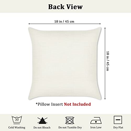 Bonhause Tropical Leaves Cushion Covers 45 x 45 cm Green Leaf Plant Decorative Throw Pillow Covers Polyester Linen Pillowcases for Sofa Patio Garden Outdoor Decor Set of 4