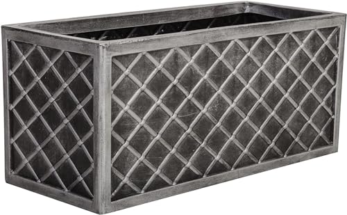 Lazio 70cm Pewter Trough Planter – Grey Plastic