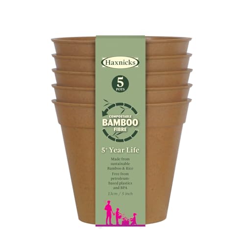 Haxnicks Bamboo Fibre Plant Pots Terracotta 5in Pack of 5