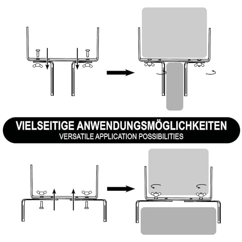 com-four® 4x flower box holders for balcony parapets and railings - flexible metal attachment for plant boxes - 2-way adjustable - no drilling (brown)