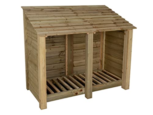Wooden log store 4ft (W-146cm, H-126cm, D-88cm), natural finish (Without kindling shelf)