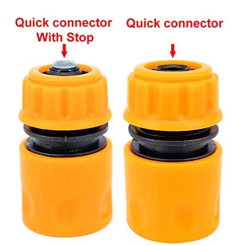 Set of 4 Garden Hose Connectors Set Hose Tap Connector Hose Fitting Starter Set- 2in1 Threaded Tap Connector Hose Waterstop End Quick Connector Nozzle and Spray Guns