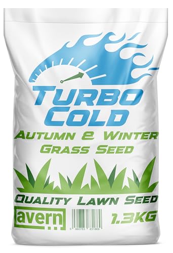 Avern Turbo Cold, Autumn & Winter Grass Seed 1.3KG, Lawn Seed, Hard Wearing Grass, Dog Friendly, Germinates in Colder Weather, Ideal for Overseeding or New UK Gardens (1.3KG, Upto 78 sqm Coverage)