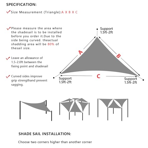 Famibay Sun Shade Sail Waterproof Outdoor Garden Patio Sun Shade Sail Canopy 3x4x5m Triangle Outdoor Awning Canopy 98% UV Block for Outdoors Garden Patio Yard Party