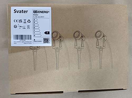 Svater Garden Spotlights Mains Powered, 46FT/14m 4-in-1 LED Landscape Lights Warm White 3000K 14V IP65 Waterproof Outdoor Garden Lights Pathway Lighting for Lawn Yard, Patio,Driveway,Party
