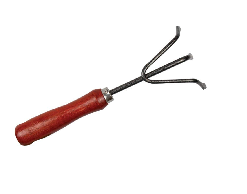 Brown & Black Metal Hand Rake with Wooden Handle, 1 Piece - Durable & Stylish Design, Versatile Tool for Various Gardening Tasks