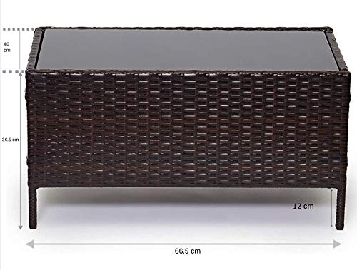 EVRE Black Rattan Garden Furniture Set Patio Conservatory Balcony Indoor Outdoor 4 Seater Piece Glass Top Coffee Table Modular Sofa Loveseat with Cushions