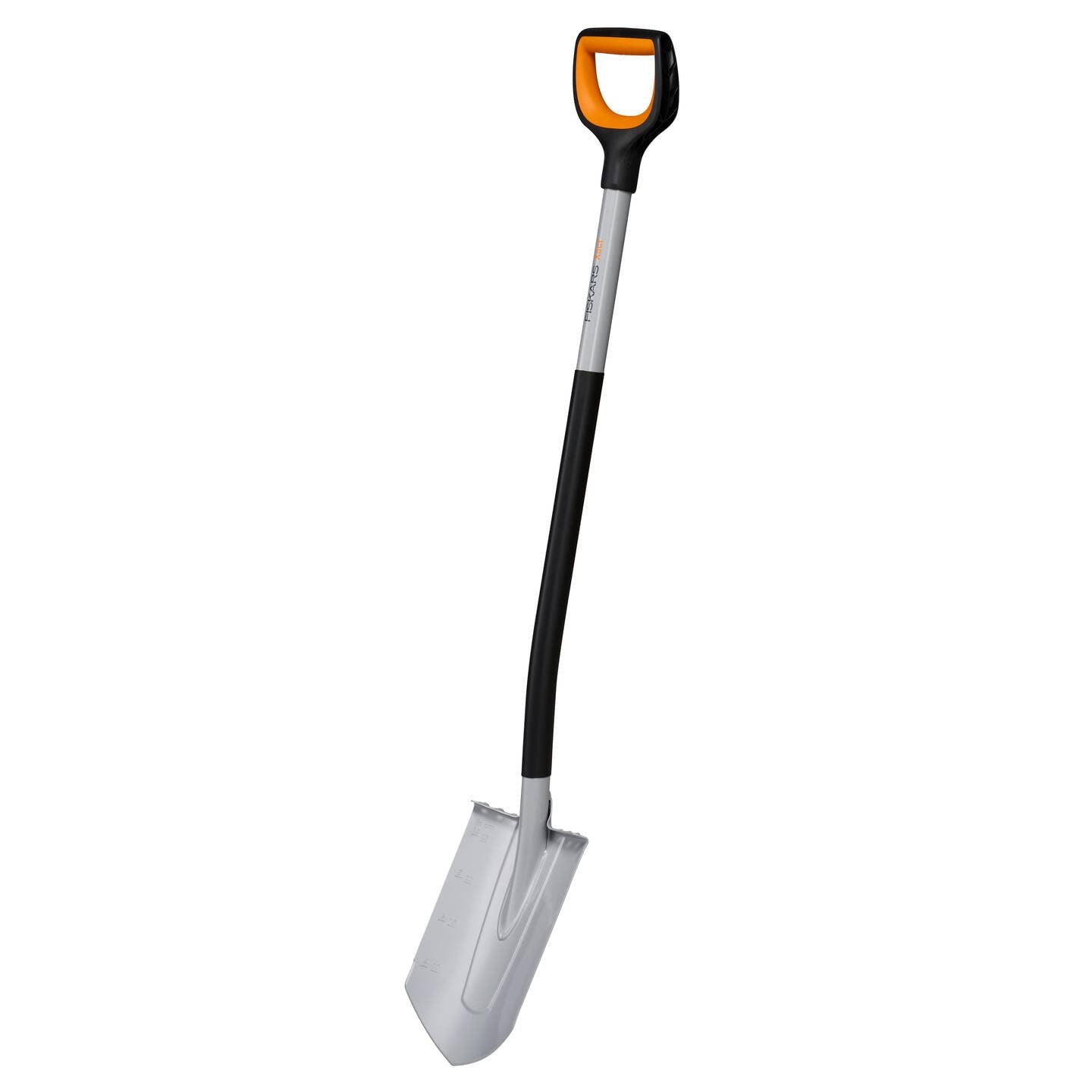 Fiskars Gardening Shovel for hard and rocky soils, Pointy, Length: 120 cm, Reinforced boron steel, Black/Orange, Xact, 1066729
