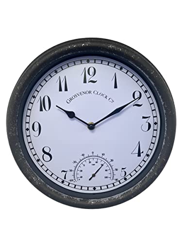 HH Home Hut Outdoor Garden Wall Clock Thermometer And Humidity Meter Ornament Weather Resistant 31cm