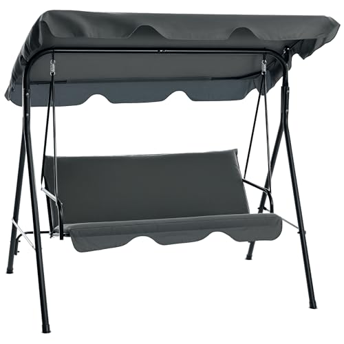 Outsunny 3 Seater Garden Canopy Swing Chair – Grey
