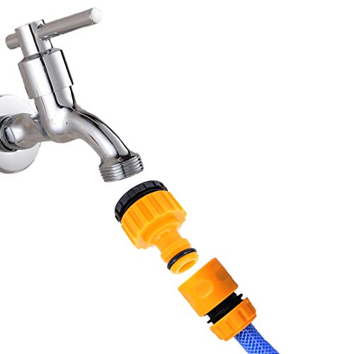 Set of 4 Garden Hose Connectors Set Hose Tap Connector Hose Fitting Starter Set- 2in1 Threaded Tap Connector Hose Waterstop End Quick Connector Nozzle and Spray Guns