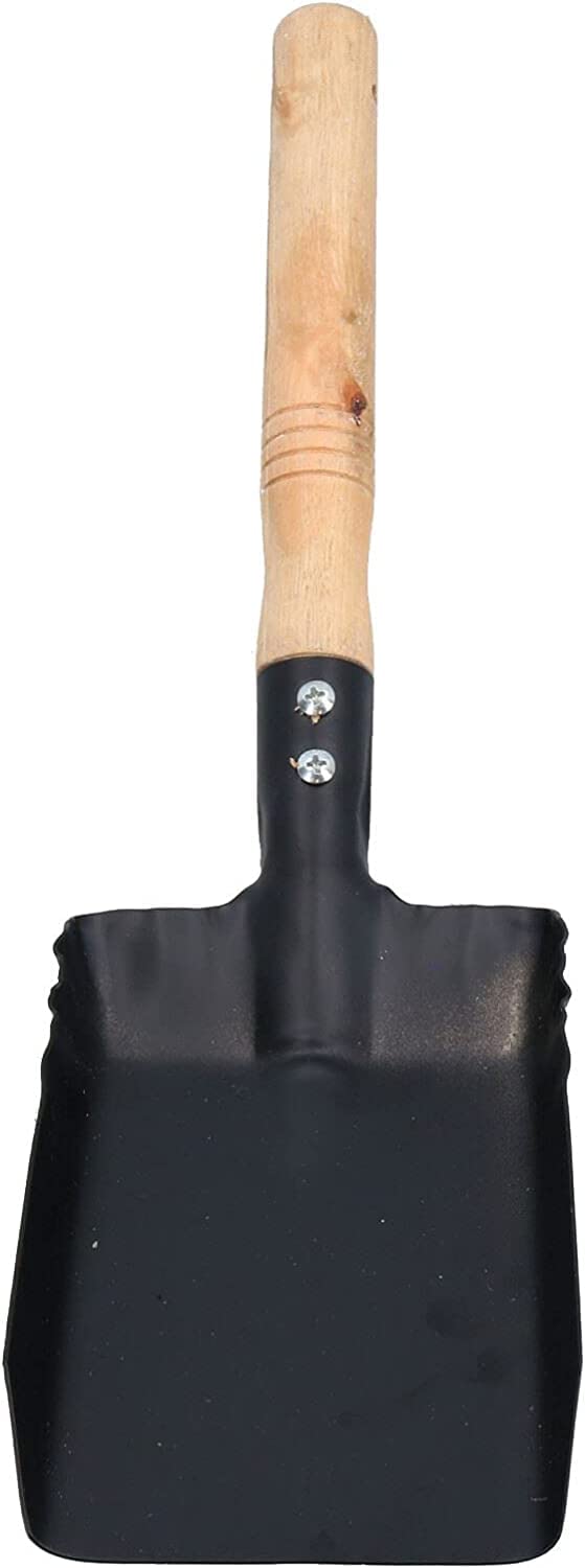 4" 4 Inch Wooden Handel Black Metal Steel Coal Ash Shovel for Fireplace and Dustpan
