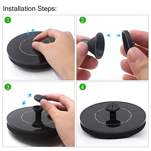 Senders Solar Fountain Pump, Circle Garden Solar Powered Panel Kit Water Pump for Pond, Fountain, BirdBath, Garden Decoration, Water Cycling, No Electricity Required