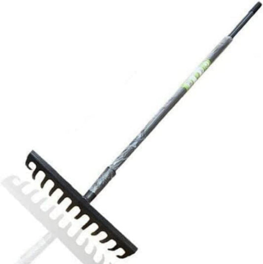 KHAPALWAK 12 Teeth Heavy Duty Garden Rake – Carbon Steel Soil Rake for Gardening – Metal Rake with Steel Handle – Essential Landscaping Tool