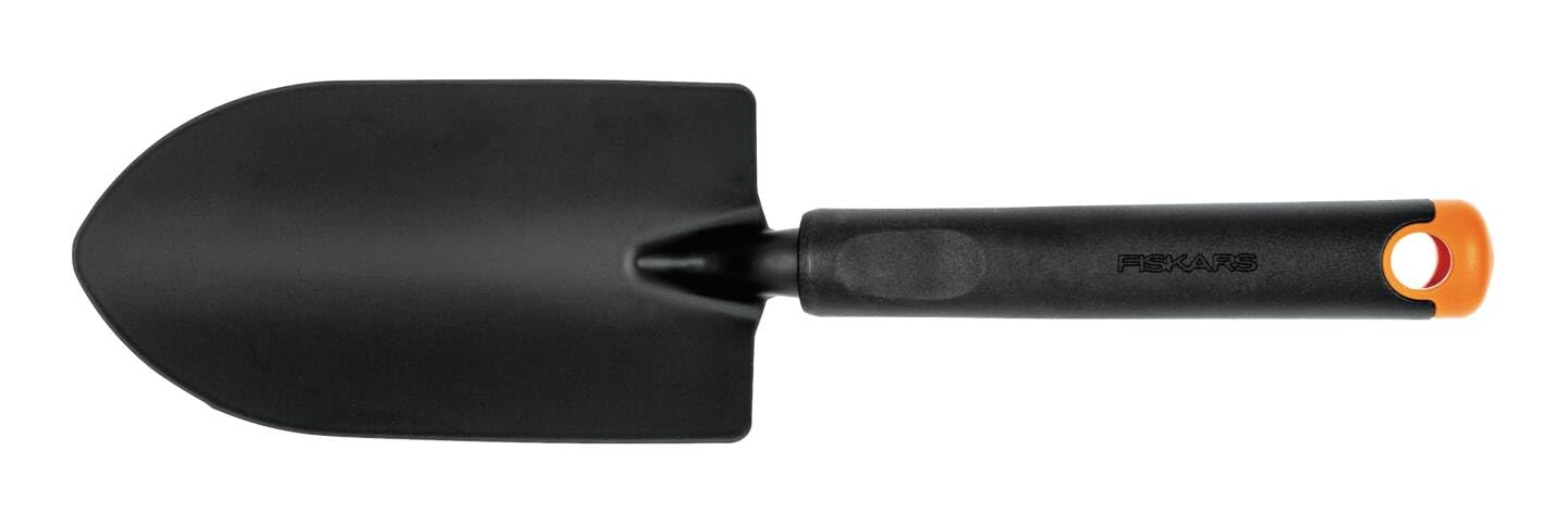 Fiskars Ergo Trowel, for Tough Soil, Length 30cm, Durable Steel Head/Plastic Handle, Black/Orange, 1027017