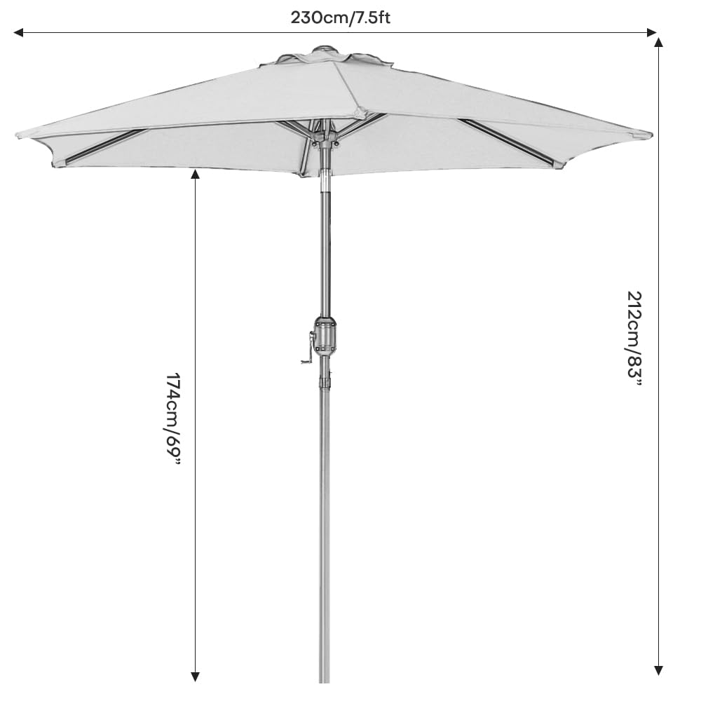 Panana Garden Parasol Sun Shade Outdoor Umbrella 8 Sturdy Ribs with Crank and Tilt Mechanism for Patio, Deck, Patio and Balcony (Dark Grey, 2.7M)