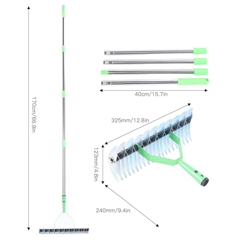 Thatch Rake Tool Lawn Rake Soil Rake Leaf Rake Scarrier Garden Descaling Dead Grass 1.7M 66.9In Long Handle Utensil Steel Alloy Rake Rake Rake Gardening Rake Garden Rake Tool