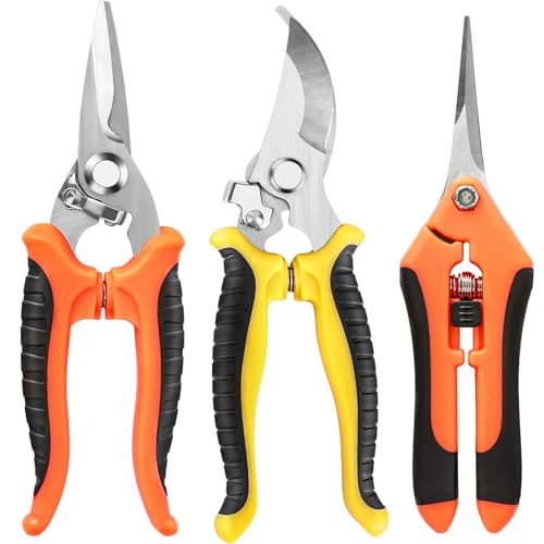 3 Pack Garden Pruning Shears with Stainless Blades