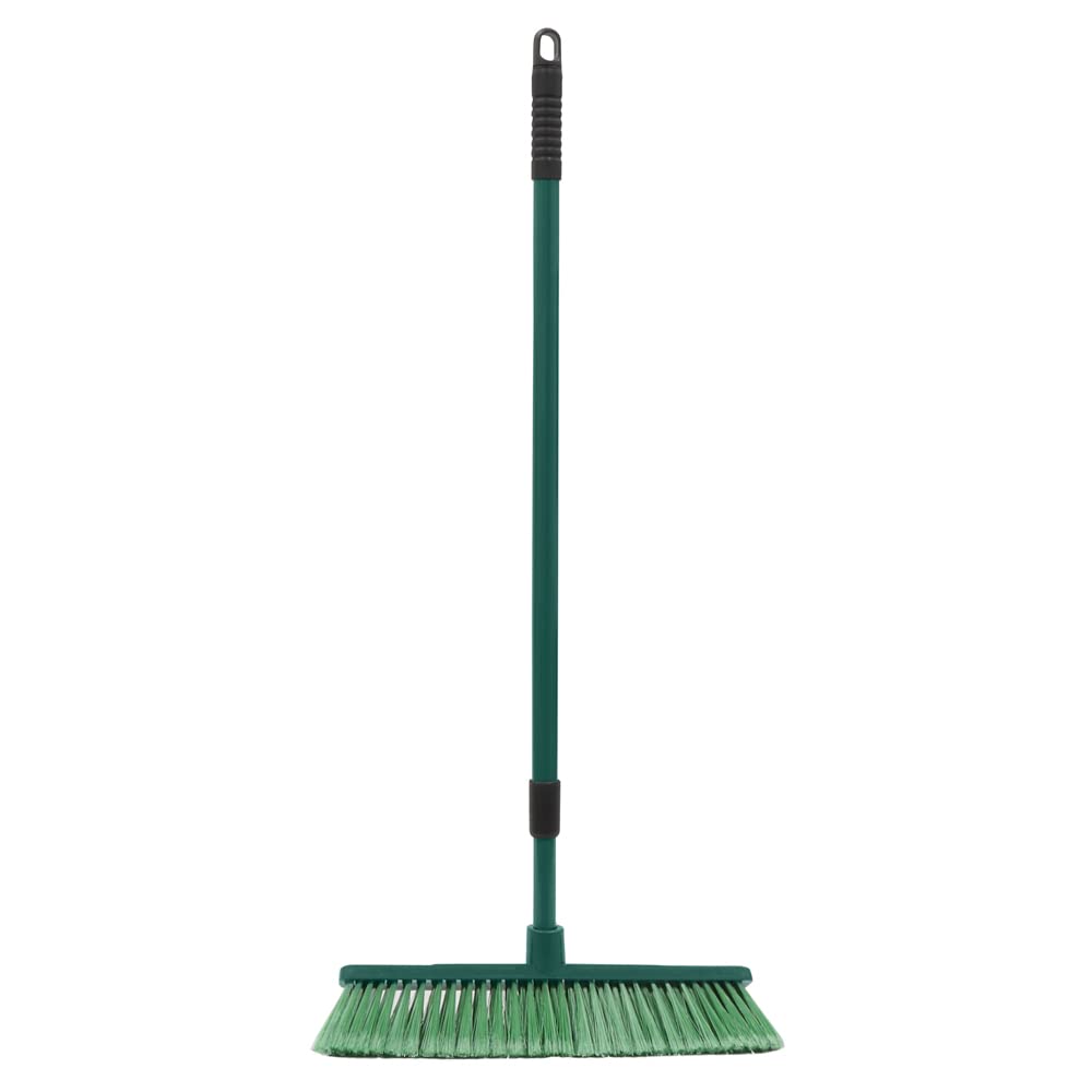 JVL Outdoor Soft Bristle Broom with Telescopic Handle, Green, 20-103, One Size