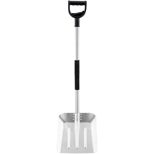 Harrms Large Snow Shovel Aluminum, 31 x 33cm Snow Shovel heavy duty with 130cm Long Stainless Steel Handle, alu car Snow Shovel Winter, Garden Spade with D-handle for Garden