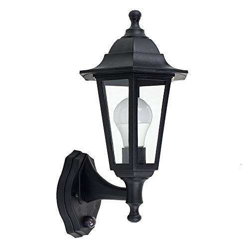 MiniSun | Traditional Style Black Security PIR Motion Sensor Wall Lantern | Outdoor Wall Lights, Home Décor & Improvement Essential | Includes 10W LED Bulb [3000K Warm White]