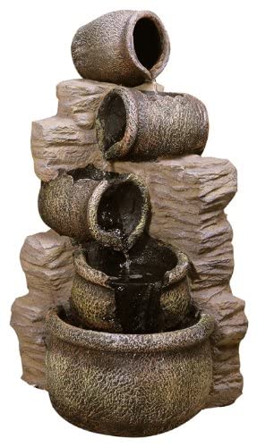 Primrose 77cm Cherika 4 Tier Cascading Oil Jars Water Feature Classic Sandstone Fountain