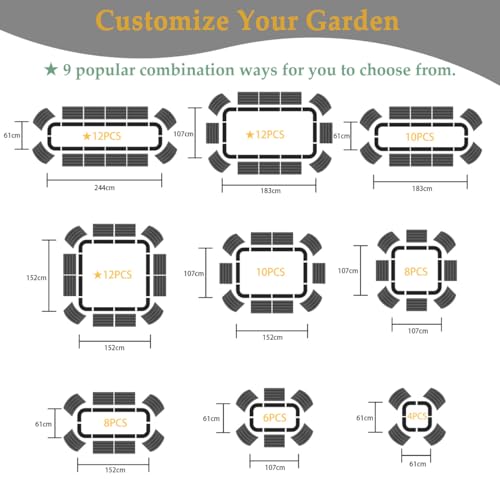 Metal raised beds for garden, 60cm Tall Galvanized Raised Garden Bed Outdoor for Vegetables, Flowers, Large Raised Planter Outdoor for Free Assembly with Ease（240 * 60 * 60cm，Green）