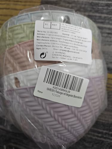 KAHEIGN 5Pcs Plastic Hanging Basket, Hanging Plant Basket Flower Pots Plant Holder Container with Chain Hooks for Plants Flowers Herbs Violets (5 Colors, Weave Pattern)