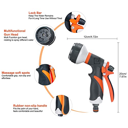 Garden Hose Spray Gun, 8 Adjustable Watering Patterns Car Showers Sprayer Nozzles with Thumb Switch,Multi Spray Gun
